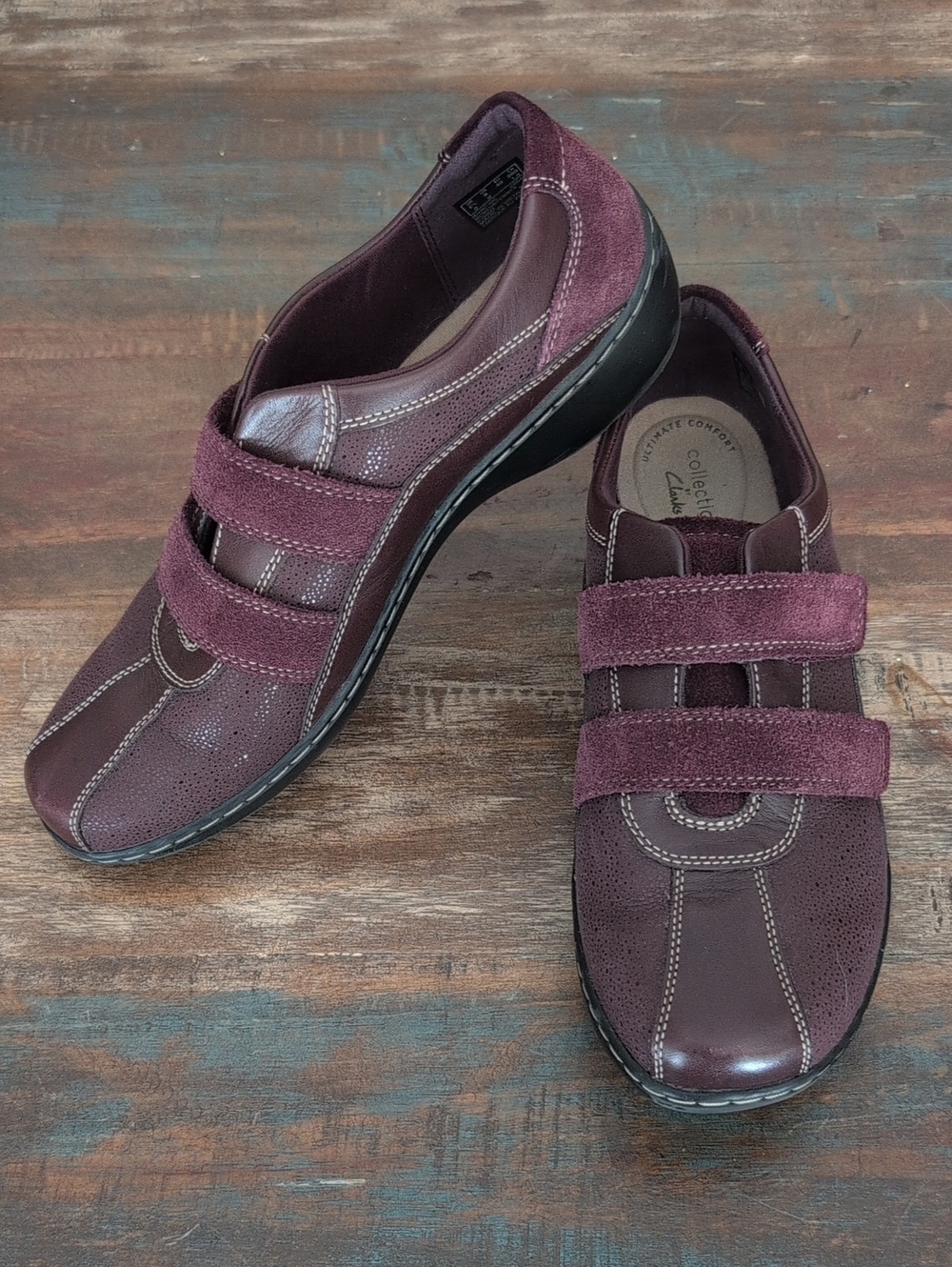 Clarks Collection Cora Azalia Burgundy Combi Comfort Sneakers - Women's 9